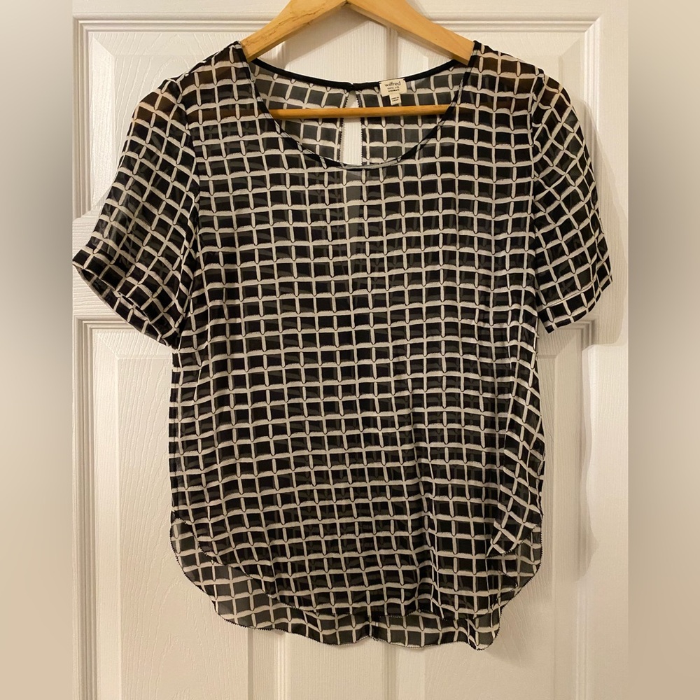 Wilfred Checkered 100% silk top
